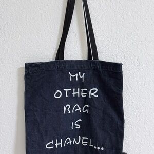 “My Other Bag is Chanel” Denim Tote